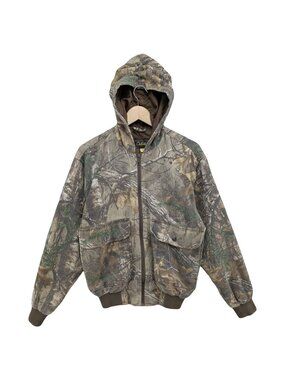 Cabelas Realtree Xtra Camo Jacket Boys Green Hooded Hunting Full Zip Size S